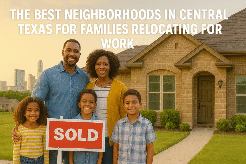 Family celebrating home purchase outdoors.