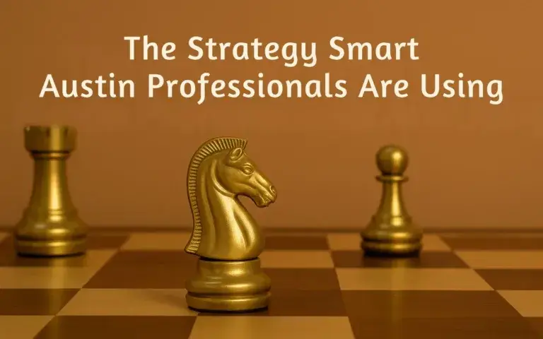 Chess pieces with strategic text overlay
