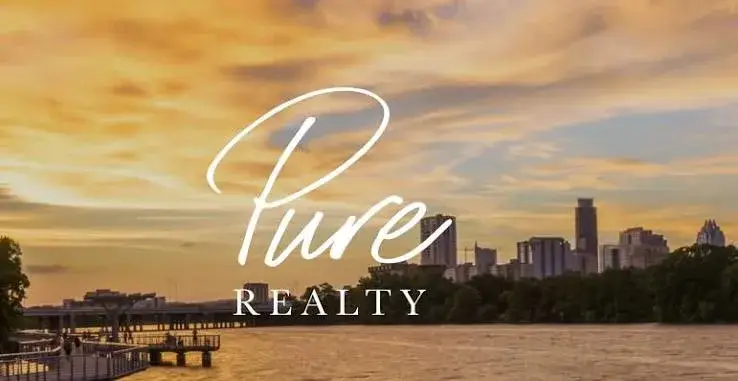 Image of downtown austin with Pure Realty Logo overlay