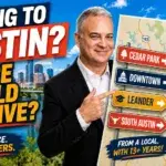 Man holdiig a map with Austin area cities on it.