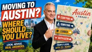 Blog 2 Man holdiig a map with Austin area cities on it.