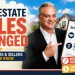 Man in black suit pointing at a real estate contract